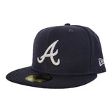 New Era Navy Blue Atlanta Braves Pink Undervisor 59FIFTY Fitted