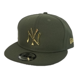New Era Olive Green New York Yankees Gold Metal Badge Snapback hat