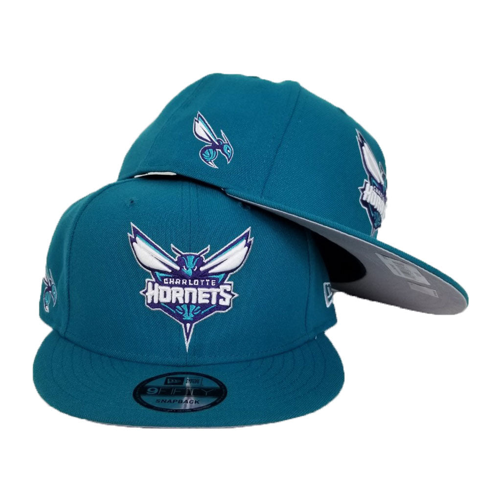 Men's Charlotte Hornets New Era White/Teal Retro Title 9FIFTY Snapback Hat