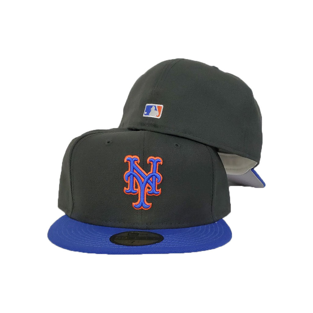 New York Baseball Hat Black Light Royal Blue Cooperstown AC New Era 59FIFTY Fitted Black | Light Royal Blue / Royal | Orangeade / 7 1/8