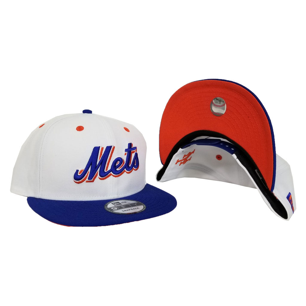 New York Mets White Light Royal Blue Orangeade Wordmark Logo New Era 9Fifty Snapback