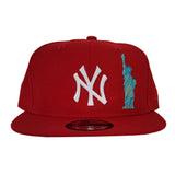 New York Yankees Red Icy Blue Bottom Statue of Liberty New Era 9Fifty Snapback Hat 