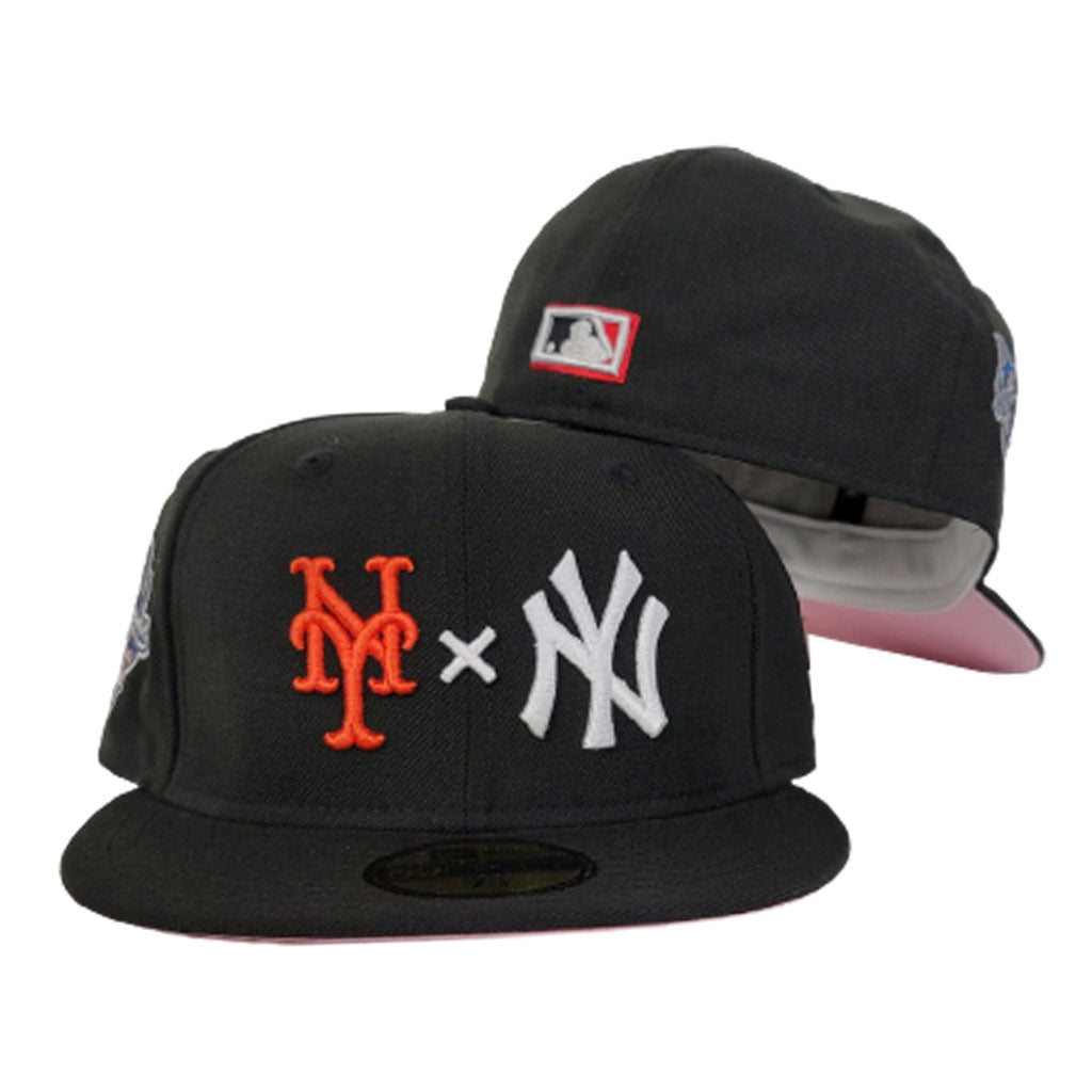 New York Yankees X New York Mets X Black 2000 World Series Pink Bottom New Era 59Fifty Fitted Hat