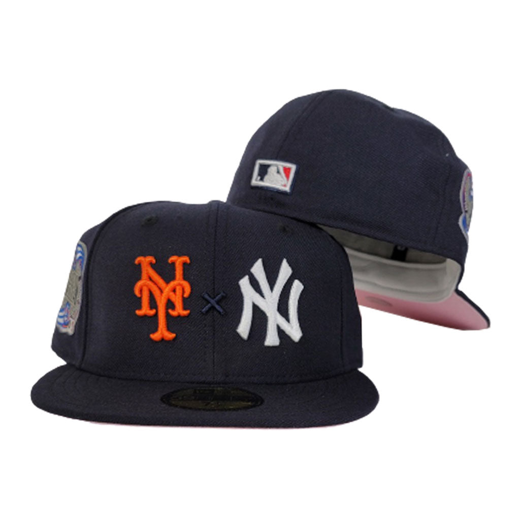 New York Yankees X New York Mets X Navy Blue 2000 Subway Series Pink Bottom New Era 59Fifty Fitted Hat