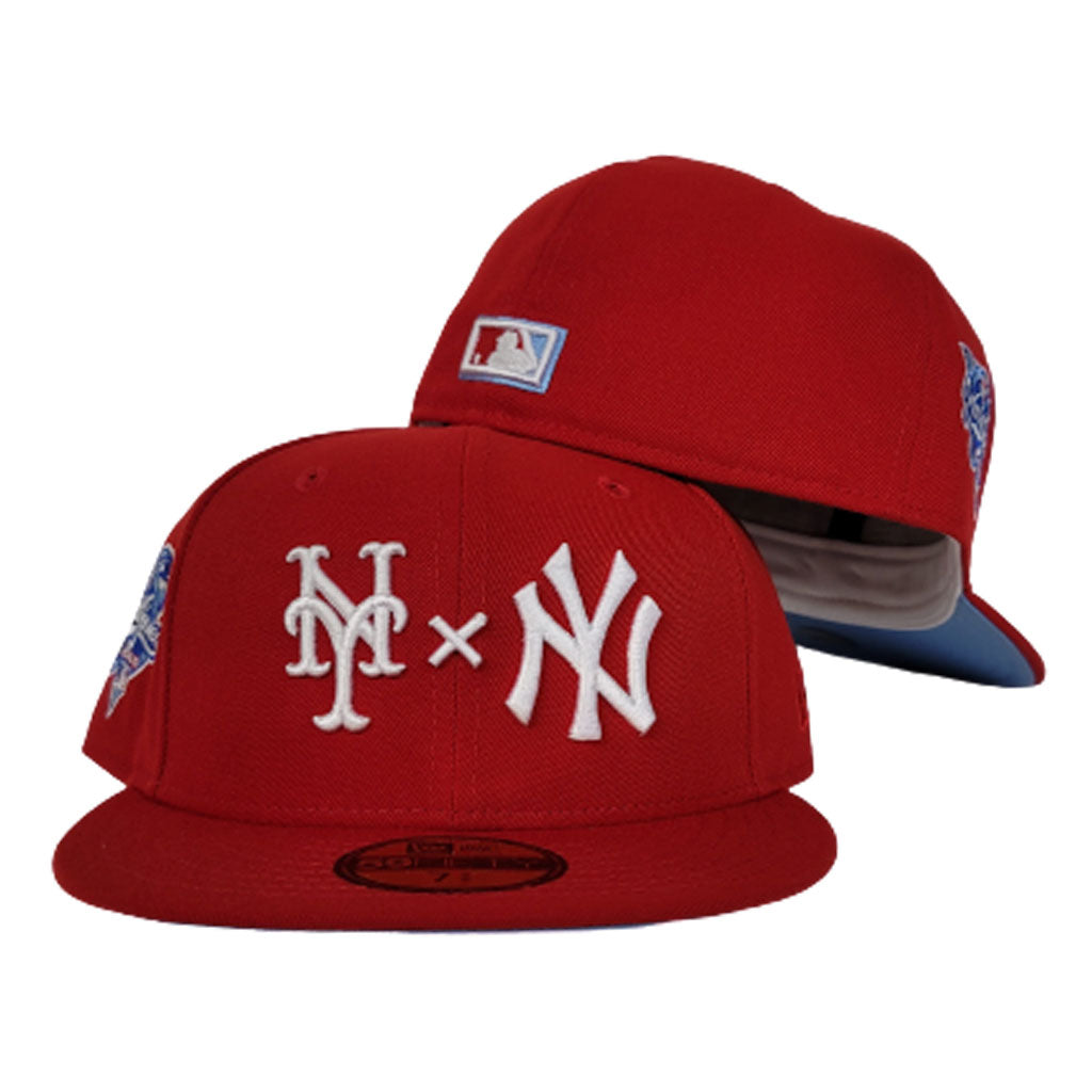 New York Yankees X New York Mets X Red Icy Blue Bottom 2000 Subway Series  New Era 59Fifty Fitted Hat