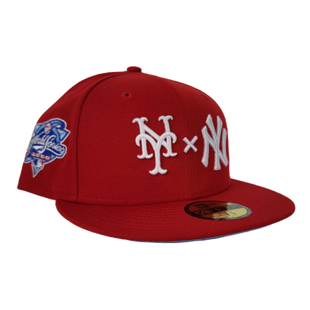 New York Yankees X New York Mets X Red Icy Blue Bottom 2000 Subway Series New Era 59Fifty Fitted Hat