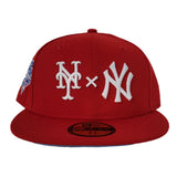 New York Yankees X New York Mets X Red Icy Blue Bottom 2000 Subway Series New Era 59Fifty Fitted Hat
