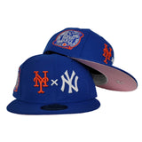New York Yankees X New York Mets X Royal Blue 2000 Subway Series Pink Bottom New Era 59Fifty Fitted Hat