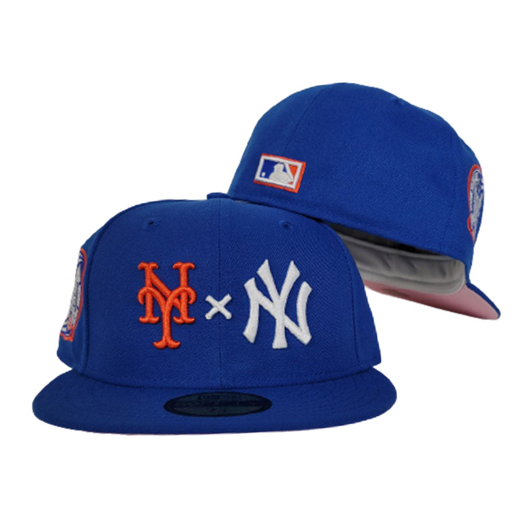 New York Yankees X New York Mets X Royal Blue 2000 Subway Series Pink Bottom New Era 59Fifty Fitted Hat