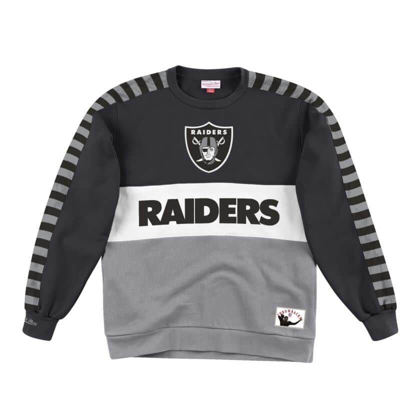 Oakland Raiders Mitchell & Ness Scorer Fleece Crew Sweatshirt