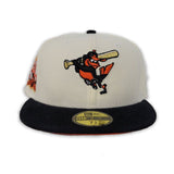 Off White Baltimore Orioles Black Corduroy Visor Orange Bottom 50th Anniversary Side Patch New Era 59Fifty Fitted