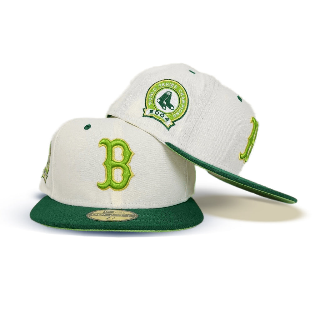 Off White Boston Red Sox Kelly Green Visor Lime Green Bottom 2004 Worl –  Exclusive Fitted