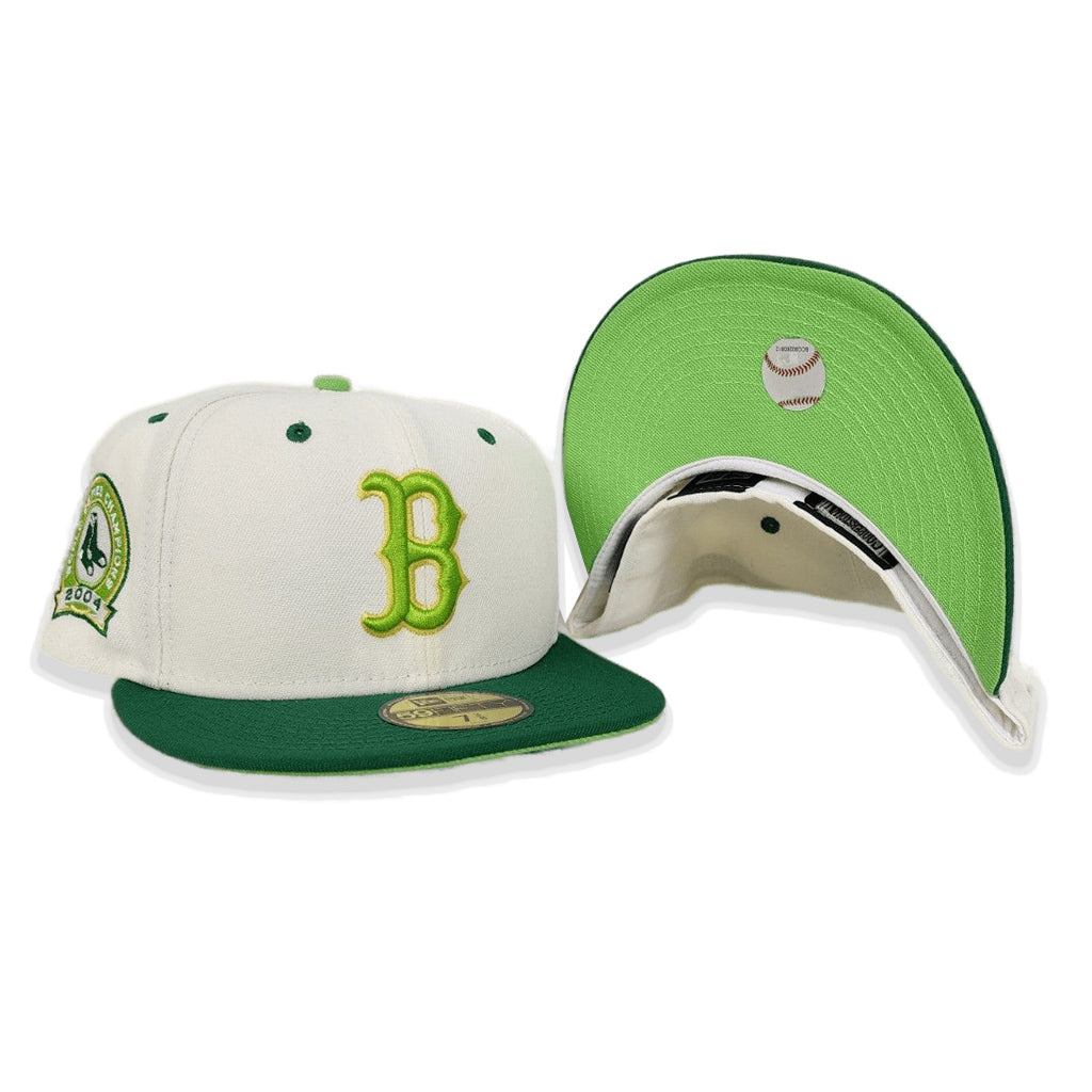 Off White Boston Red Sox Kelly Green Visor Lime Green Bottom 2004 Worl –  Exclusive Fitted