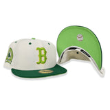 Off White Boston Red Sox Kelly Green Visor Lime Green Bottom 2004 World Series Champions Side Patch 59Fifty Fitted