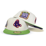 Off White Boston Red Sox Lime Green Visor Purple Bottom 1999 All Star Game Side Patch New Era 59Fifty Fitted