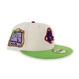 Off White Boston Red Sox Lime Green Visor Purple Bottom 1999 All Star Game Side Patch New Era 59Fifty Fitted