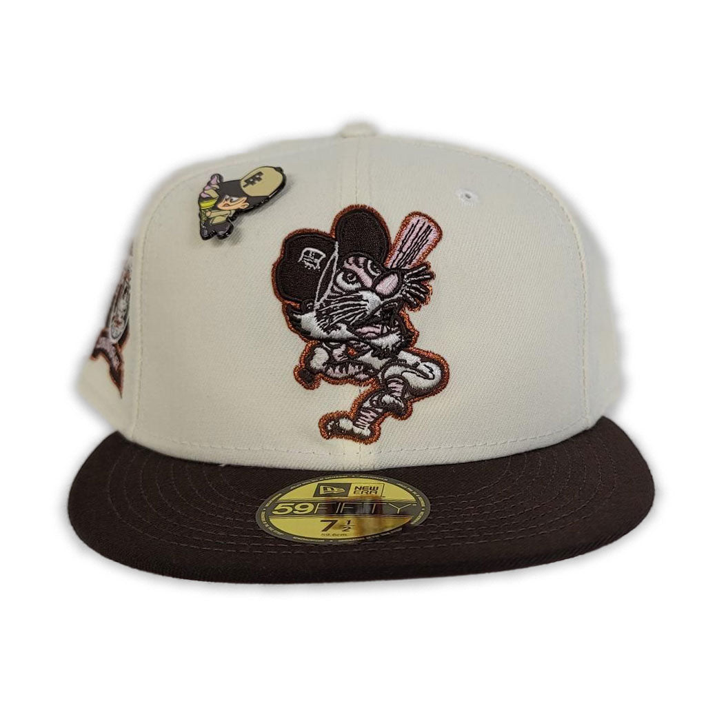 Off White Brown Visor Detroit Tigers Pink Bottom 1968 World Champions Side Patch New Era 59Fifty Fitted