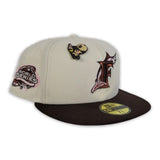 Off White Brown Visor Florida Marlins Pink Bottom 2003 World Series Side Patch New Era 59Fifty Fitted