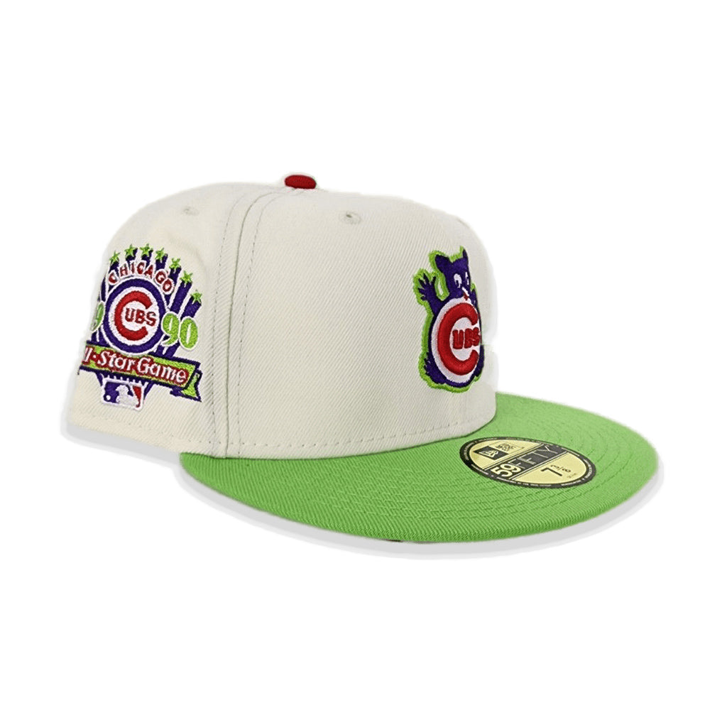 Chicago Cubs 1990 All Star Game Patch New Era 59FIFTY Purple Fitted Hat 7  3/4