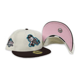 Off White Cincinnati Reds Brown Visor Pink Bottom 2003 Inaugural Season side Patch New Era 59Fifty Fitted