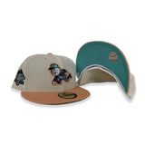 Off White Cincinnati Reds Peach Visor Mint Bottom 1970-2002 Side Patch New Era 59Fifty Fitted