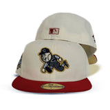 Off White Cincinnati Reds red Visor Soft Yellow Bottom 1970-2002 side Patch New Era 59Fifty Fitted