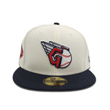Off White Cleveland Guardians Navy Blue Visor Gray Bottom 1920 World Series Side Patch New Era 59Fifty Fitted