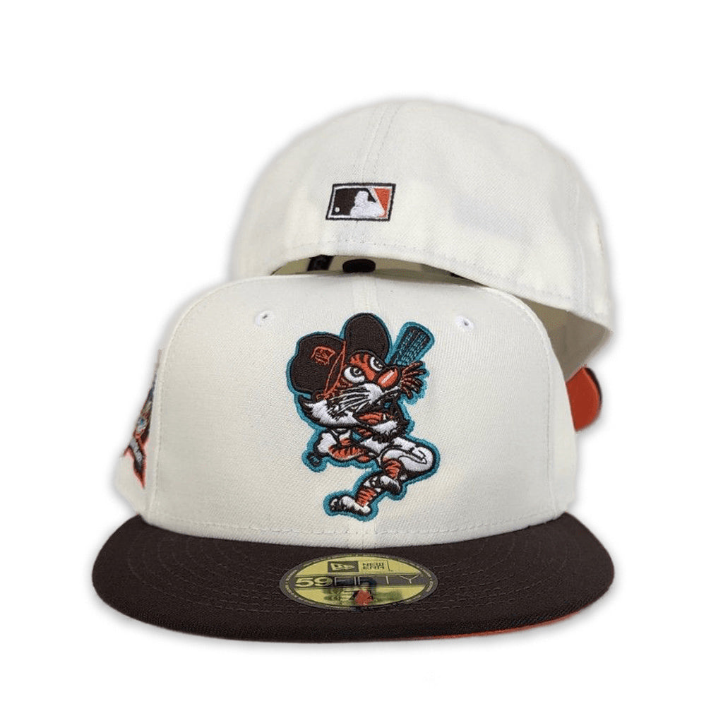 Off White Detroit Tigers Brown Visor Orange Bottom 1968 World Champions Side Patch New Era 59Fifty Fitted