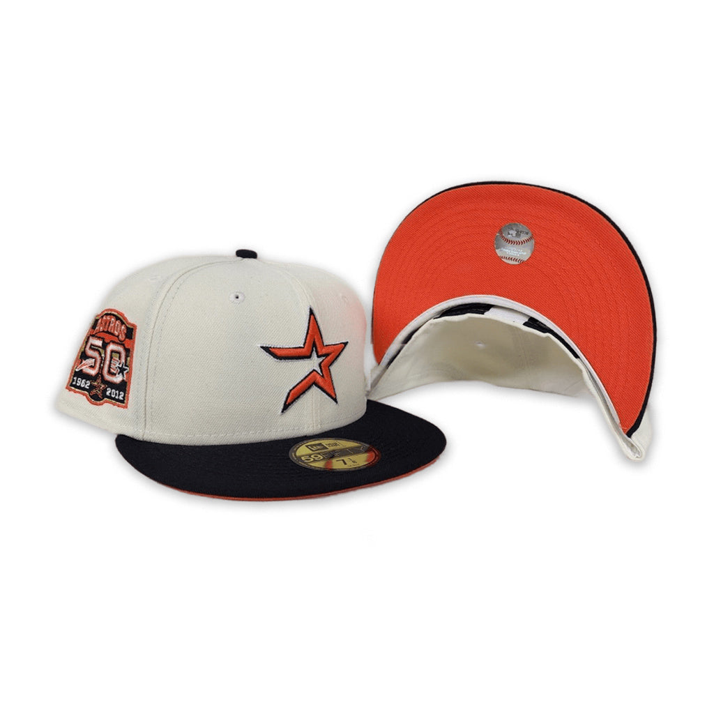 Off White Houston Astros Navy Visor Orange Bottom 50th Anniversary Side patch New Era 59Fifty Fitted