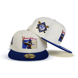 Off White Jackie Robinson 75th Years Royal Blue Visor Gray Bottom 42 Side Patch New Era 59Fifty Fitted