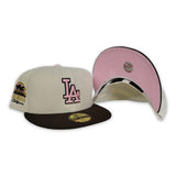 Off White Los Angeles Dodgers Brown Visor Pink Bottom 1968 World Champions Side Patch New Era 59Fifty Fitted