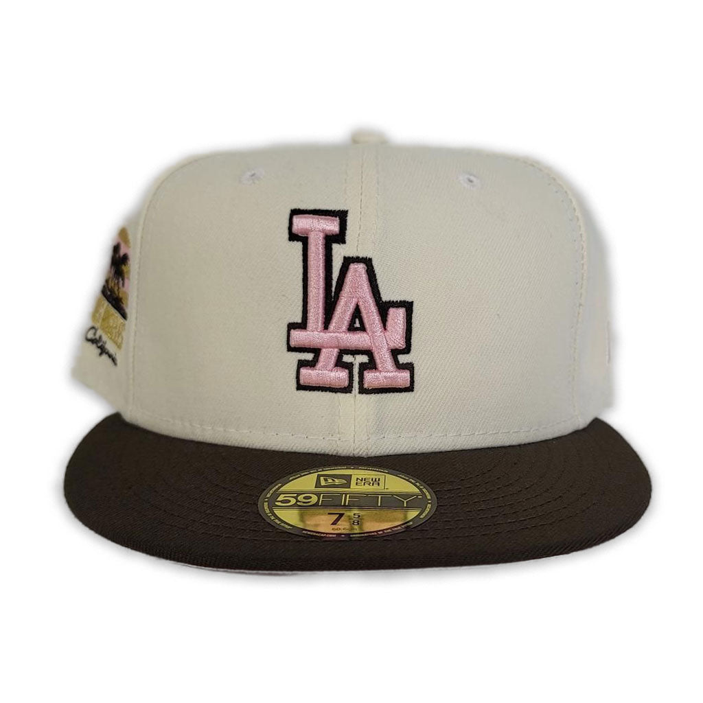 Off White Los Angeles Dodgers Brown Visor Pink Bottom 1968 World Champions Side Patch New Era 59Fifty Fitted