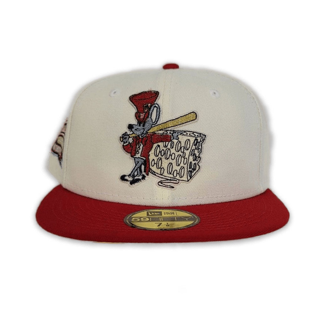 Off White Madison Hatters Red Visor Soft Yellow Bottom Hometown Collection side Patch New Era 59Fifty Fitted