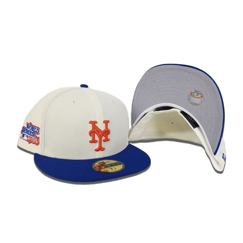Off White New York Mets 1986 World Series Patch New Era 59FIFTY Fitted 73/4