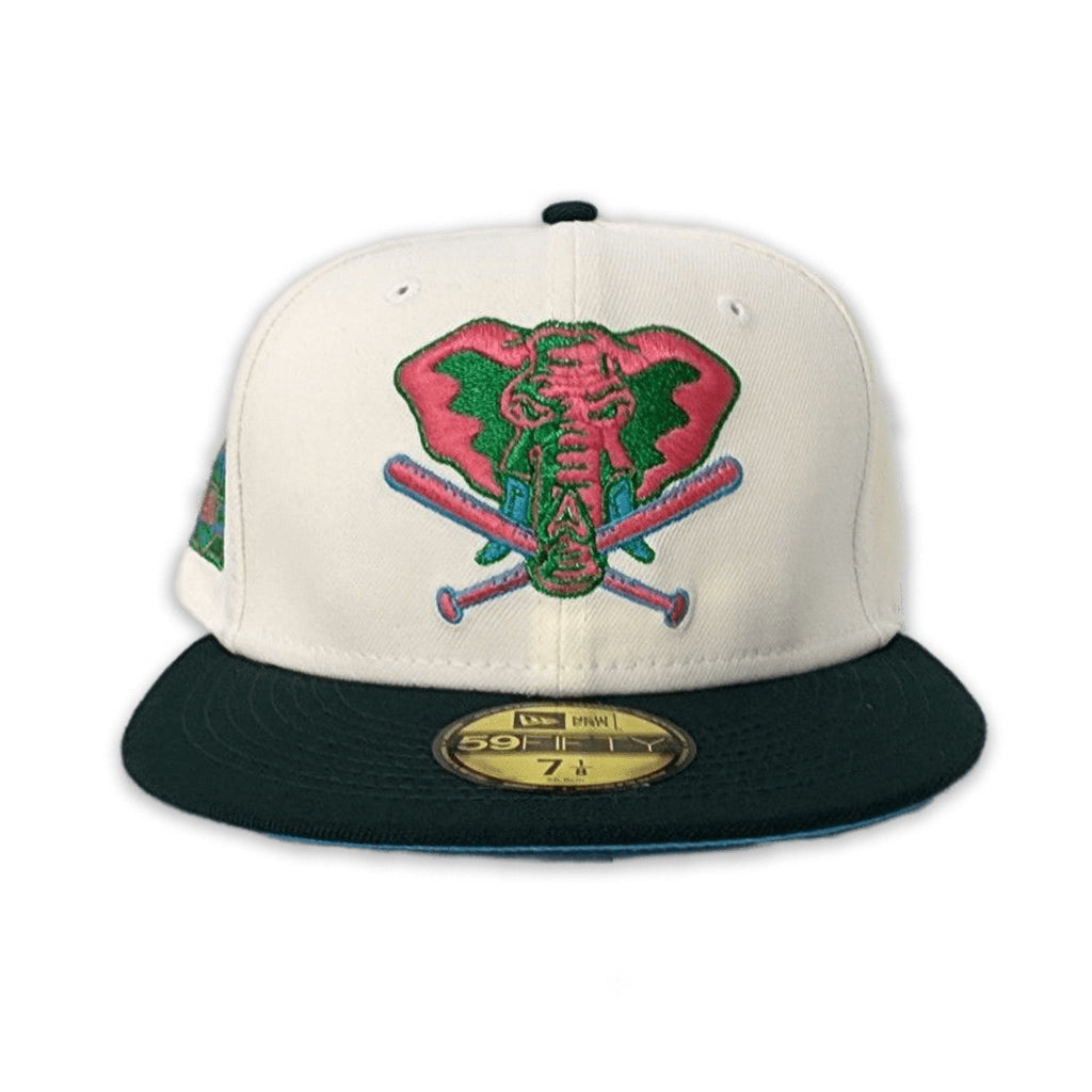 Off White Oakland Athletics Green Visor Vice Blue Bottom 40th Anniversary Side Patch New Era 59Fifty Fitted