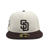 Off White San Diego Padres Navy Blue Visor Gray Bottom 1998 World Series Side Patch New Era 59Fifty Fitted