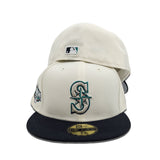 Off White Seattle Mariners Navy Blue Visor Gray Bottom 2001 All Star Game Side Patch New Era 59Fifty Fitted