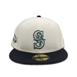 Off White Seattle Mariners Navy Blue Visor Gray Bottom 2001 All Star Game Side Patch New Era 59Fifty Fitted