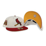 Off White St. Louis Cardinals Red Visor Yellow Bottom Busch Stadium Side Patch New Era 59Fifty Fitted