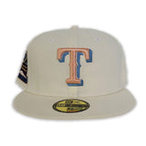 Off White Texas Rangers Peach Bottom 2020 World Champions Side Patch New Era 59Fifty Fitted