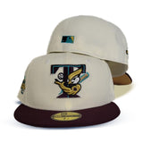 Off White maroon Visor Toronto Blue Jays Gold Bottom 2003 World Series Side Patch New Era 59Fifty Fitted