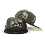 Olive Green Buffalo Bisons Black Visor Vegas Gold Bottom 25th Years Side Patch New Era 9Fifty Snapback