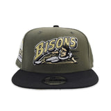 Olive Green Buffalo Bisons Black Visor Vegas Gold Bottom 25th Years Side Patch New Era 9Fifty Snapback