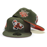 Olive Green Cincinnati Reds Orange Bottom150th Anniversary side Patch New Era 59Fifty Fitted