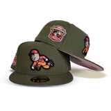Olive Green Cincinnati Reds Red Bottom 2003 Ingural side Patch New Era 59Fifty Fitted