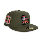 Olive Green Cincinnati Reds Red Bottom 2003 Ingural side Patch New Era 59Fifty Fitted