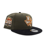 Olive Green Houston Astros Black Corduroy Visor Fall Orange Bottom 50th Anniversary Side Patch New Era 9Fifty Snapback