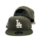 Olive Green Los Angeles Dodgers Rifle Green Visor Vegas Gold Bottom 40th Anniversary Side Patch New Era 9Fifty Snapback