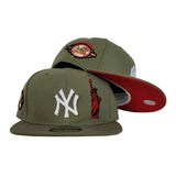 Olive Green New York Yankees Red Bottom Statue of Liberty New Era 59Fifty Fitted