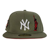 Olive Green New York Yankees Red Bottom Statue of Liberty New Era 59Fifty Fitted